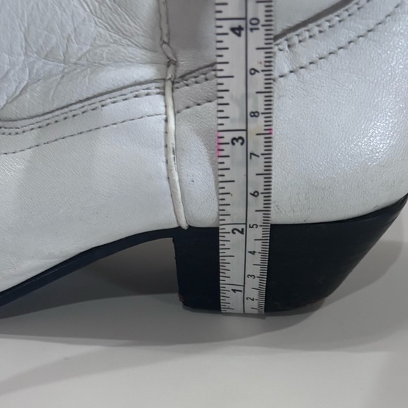 Oak Tree Farms White Leather Western Pull On Snip Toe Boots Size 6.5 - Picture 10 of 15